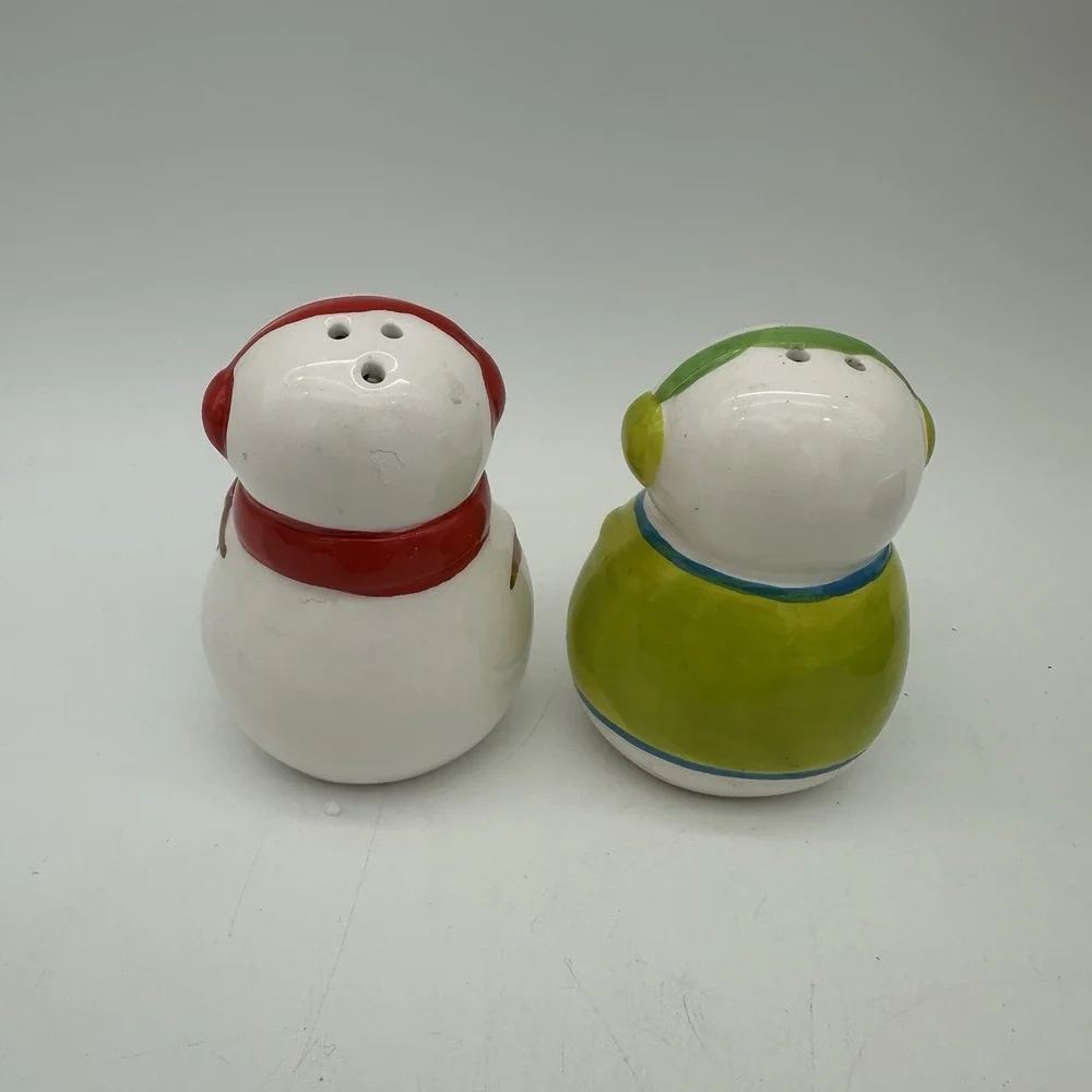 Vintage Mr & Mrs Snowman Christmas Salt And Pepper Shakers 3